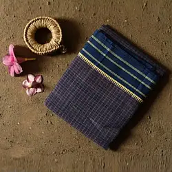 Iravati .  इरावती  - Narayanpet Purple Checks Saree - Handwoven Cotton