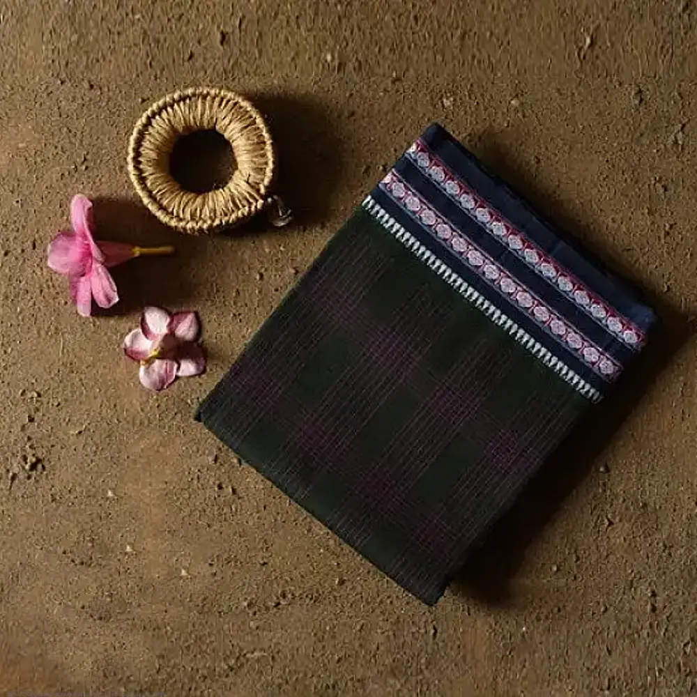 shop handwoven narayanpet cotton Saree - Black