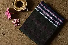 Iravati .  इरावती  - Narayanpet Handwoven Cotton Saree - Black