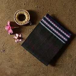 Iravati .  इरावती  - Narayanpet Handwoven Cotton Saree - Black