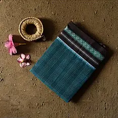 Iravati .  इरावती  - Narayanpet Saree - Handwoven Cotton - Blue