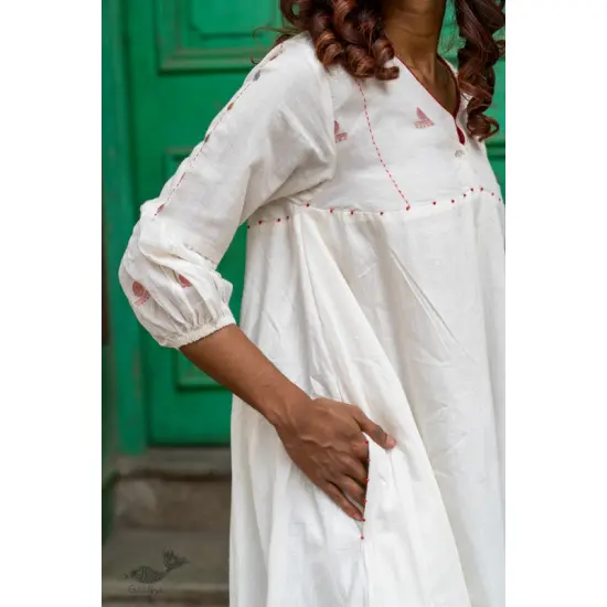 shop Mull Cotton Designer A-line Panelled dress