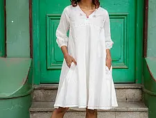 Shvet | Mull Cotton Designer A-line Panelled Dress