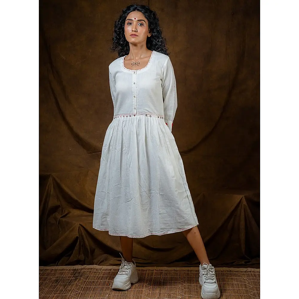 shop Mull Cotton Designer Midi Dress