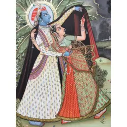 Miniature Painting ~ Rajasthan ~ Radha krishna in the Rain