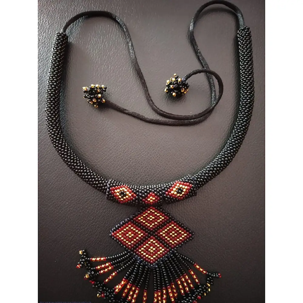 Handmade Bead jewelry ~ Necklace and earring set in black colour