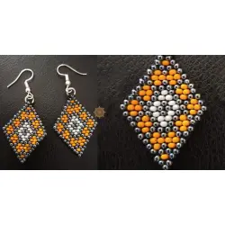 Handmade Bead Jewelry | Earring- yellow & Grey