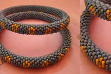 Handmade Bead Jewelry ~ Pair of Bangles -Grey