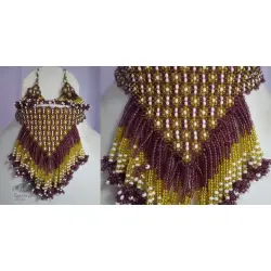 Handmade Bead Jewelry |  Necklace Earring Set - Purple & Yellow