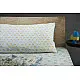 blue fog block printed baby bedding set with playful monkeys on bamboo branches pattern including pillowcase and bedsheet