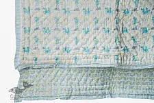 Rainboo ☁ Block Printed ☁ Unicorns + Rainbows Quilt- Blue - 17