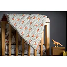 Rainboo ☁ Block Printed ☁ Monkey + Bananas Quilt- Peach Apricot - 24
