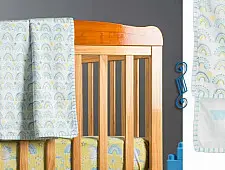 Rainboo ☁ Block Printed ☁ Cloud + Rainbows Dohar / Blanket - Pigeon Blue - 6