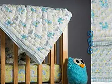 Rainboo ☁ Block Printed ☁ Unicorns + Rainbows Quilt- Blue - 17