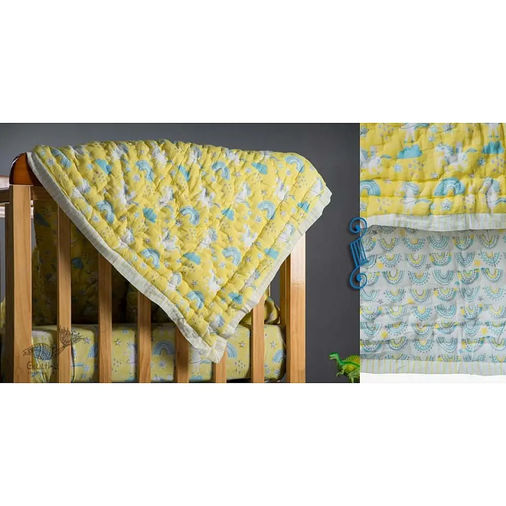 shop designer block printed baby quilt with soothing palettes and colors