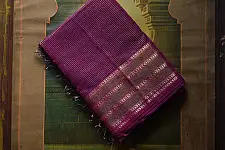 Colors of Devotion | Handwoven Maheshwari Silk Checks Saree ~ Purple