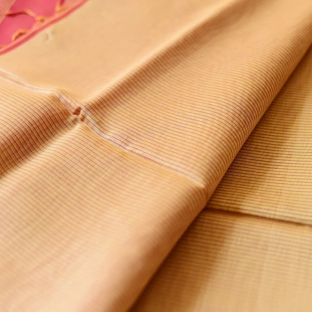 buy Handloom Self Stripes Maheshwari Silk Saree