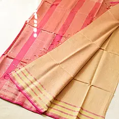 Pavitra . पवित्रा | Handloom Self Stripes Maheshwari Silk Saree