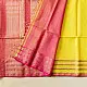buy Handloom Maheshwari Yellow Silk Saree With Pink Pallu