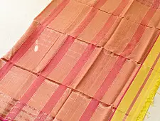 Pavitra . पवित्रा | Handloom Maheshwari Yellow Silk Saree With Pink Pallu