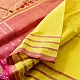 buy Handloom Maheshwari Yellow Silk Saree With Pink Pallu