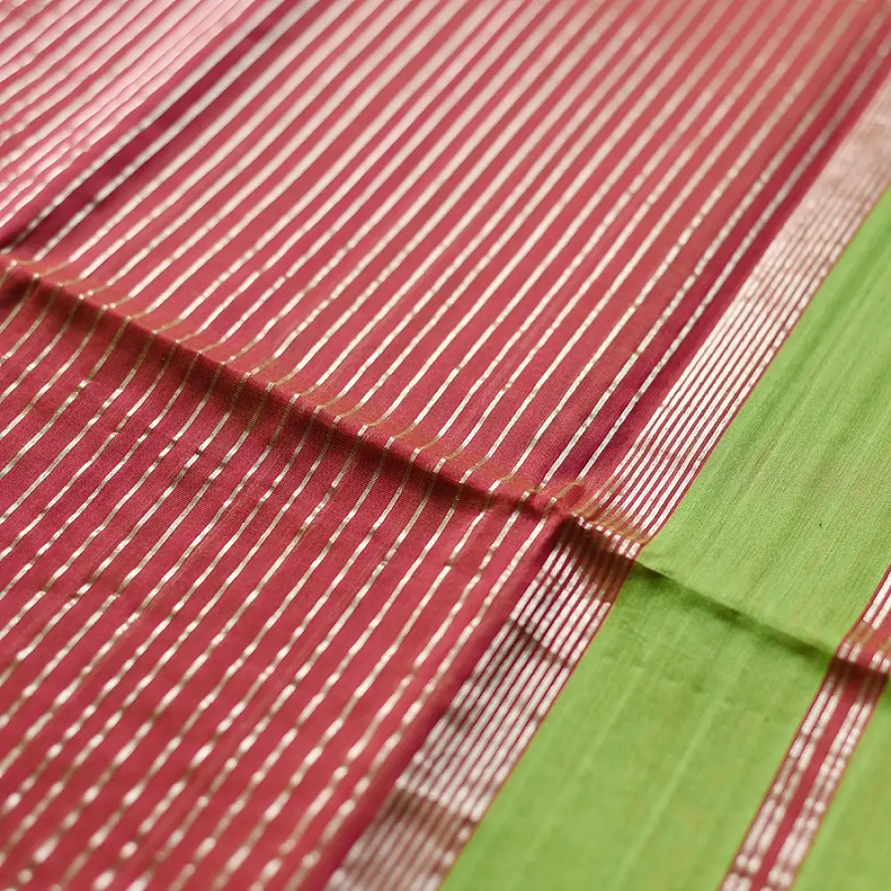 buy Handloom Parrot green Maheshwari Silk Zari Saree