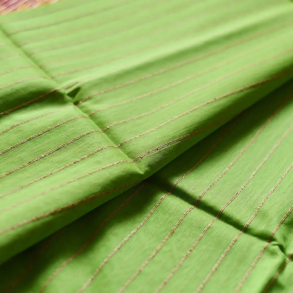 buy Handloom Parrot green Maheshwari Silk Zari Saree