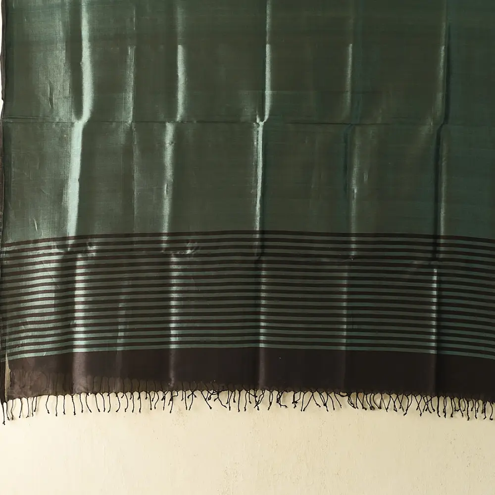 shop Maheshwari Zari Stripes - Dress Material (Top & Dupatta) - Black & Blue