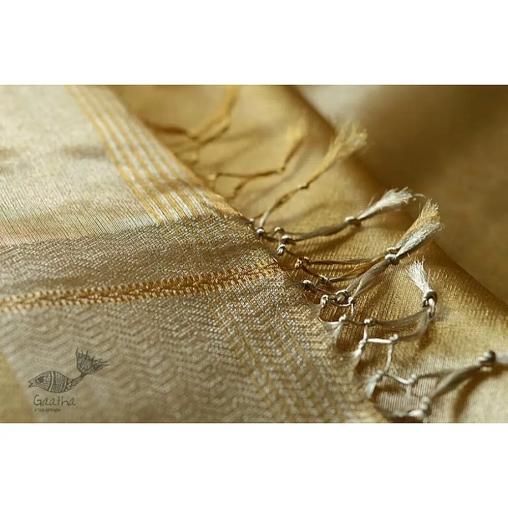 Wedding special Maheshwari Full Tussar Saree | Heavy Golden Zari