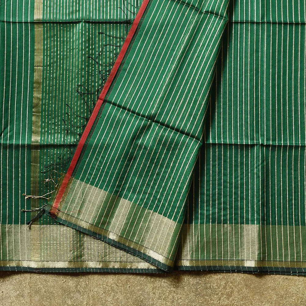 buy Chatni green colour Handloom Maheshwari Silk Saree
