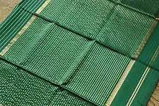 Pavitra . Handloom Maheshwari Silk Saree | Kosa Stripe + Zari | Chatni green