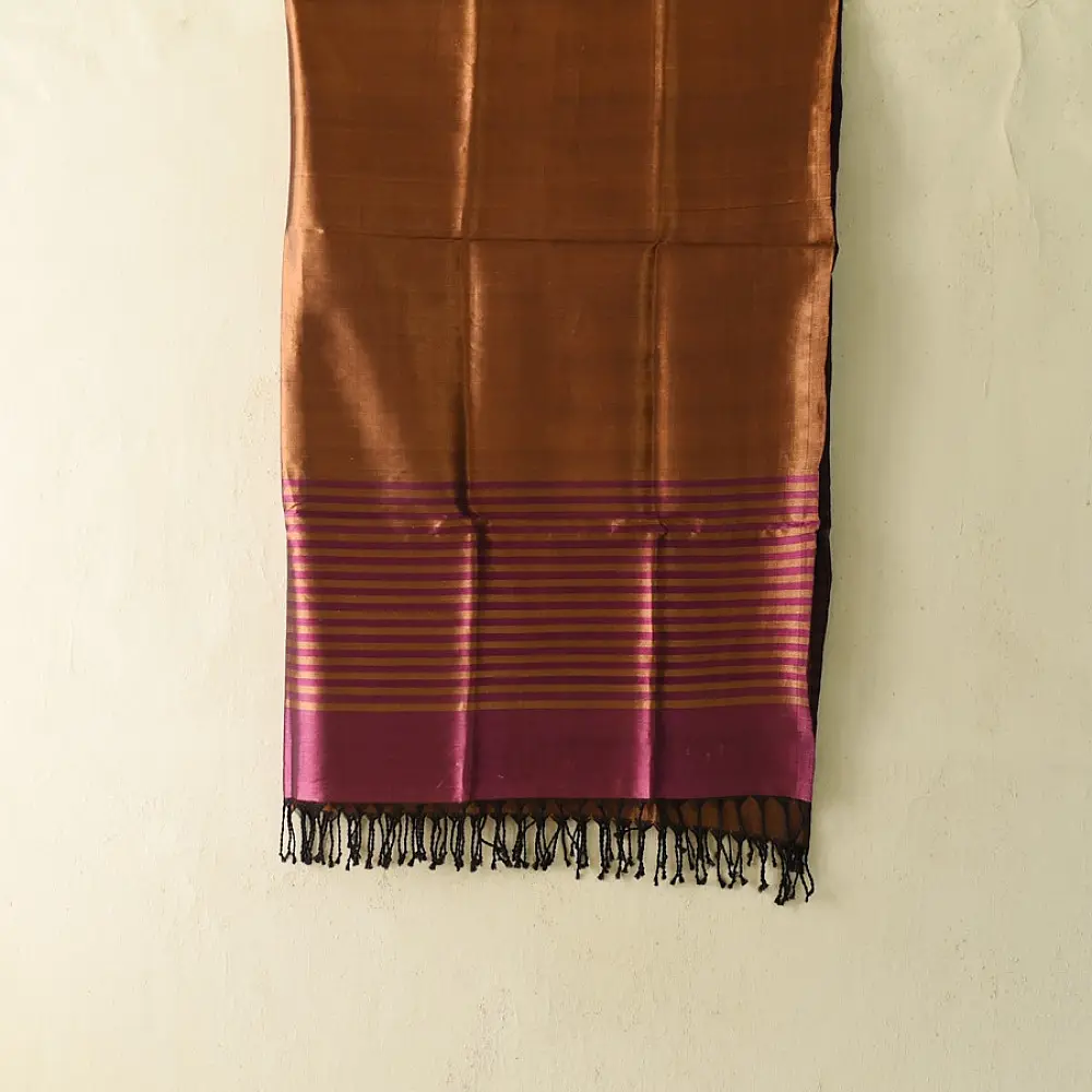 shop Maheshwari - Dress Material (Top & Dupatta) - Rani Pink & Copper