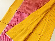 Pavitra . पवित्रा | Zari Stripes Maheshwari Silk Saree ~ Yellow