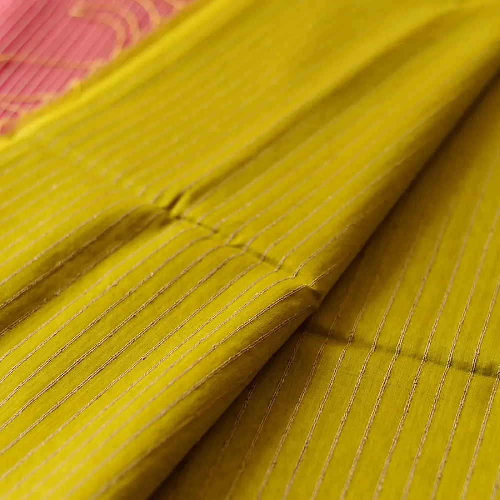 buy Zari Stripes Maheshwari Handloom Silk Saree