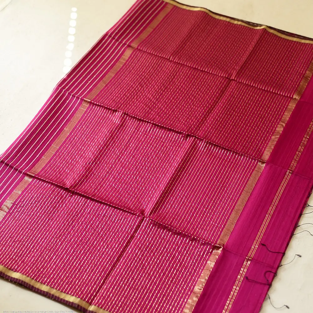 buy Handloom Rani Pink Maheshwari Silk Saree