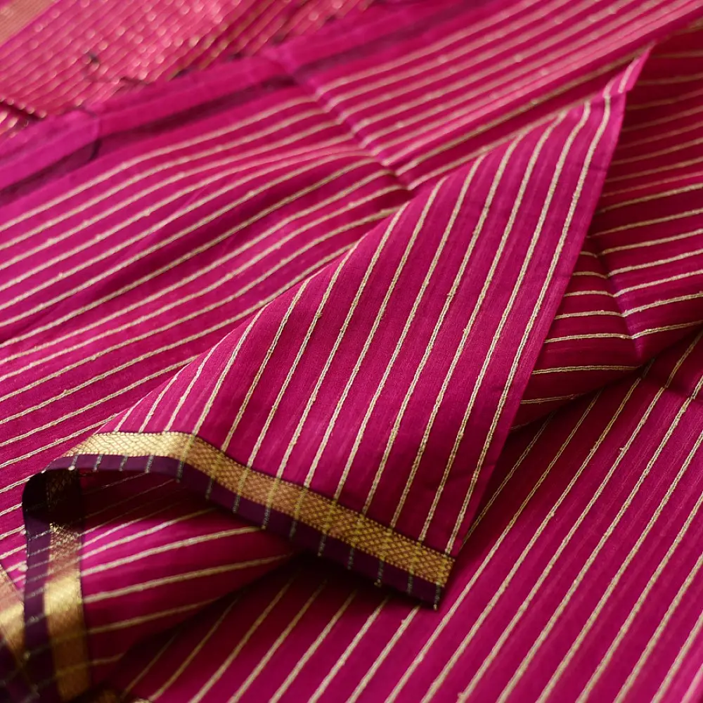 buy Handloom Rani Pink Maheshwari Silk Saree