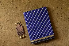 Pavitra . पवित्रा | Zari Stripes Maheshwari Saree ~ Royal Blue