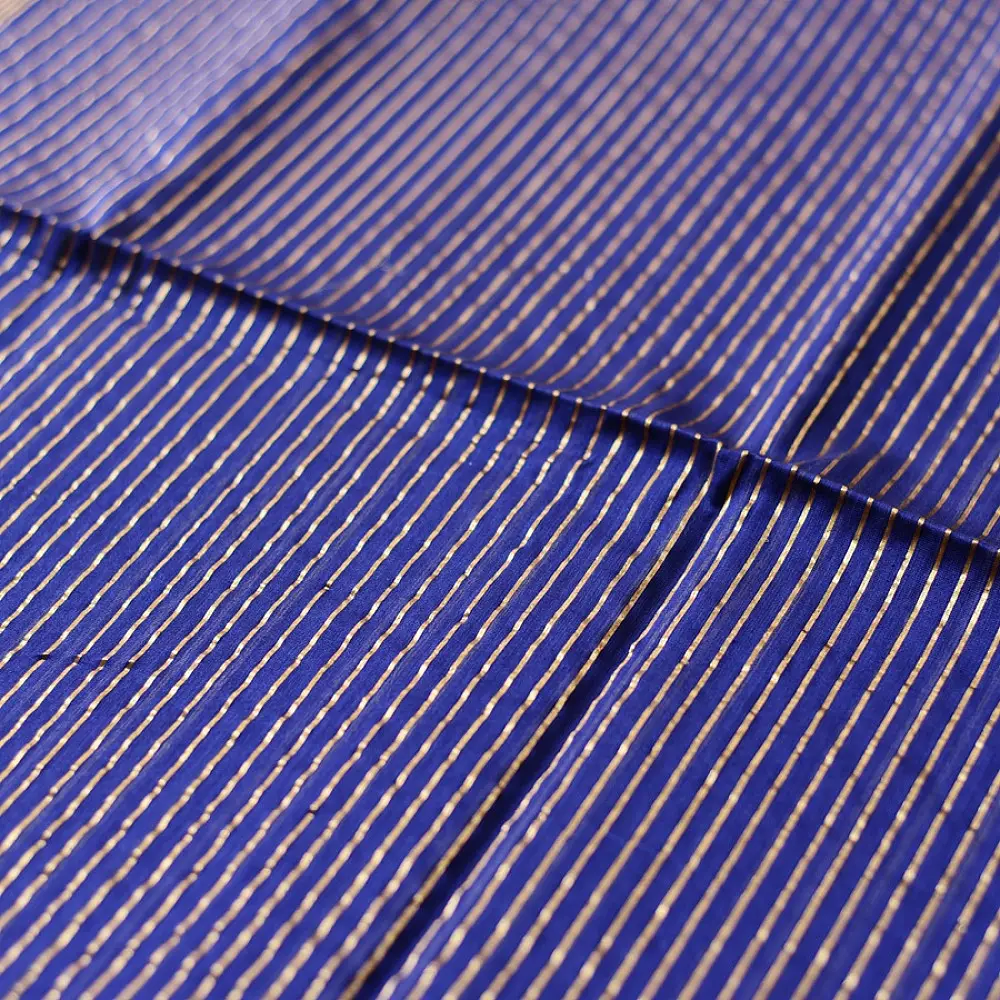 buy Zari Stripes Maheshwari Saree ~ Royal Blue