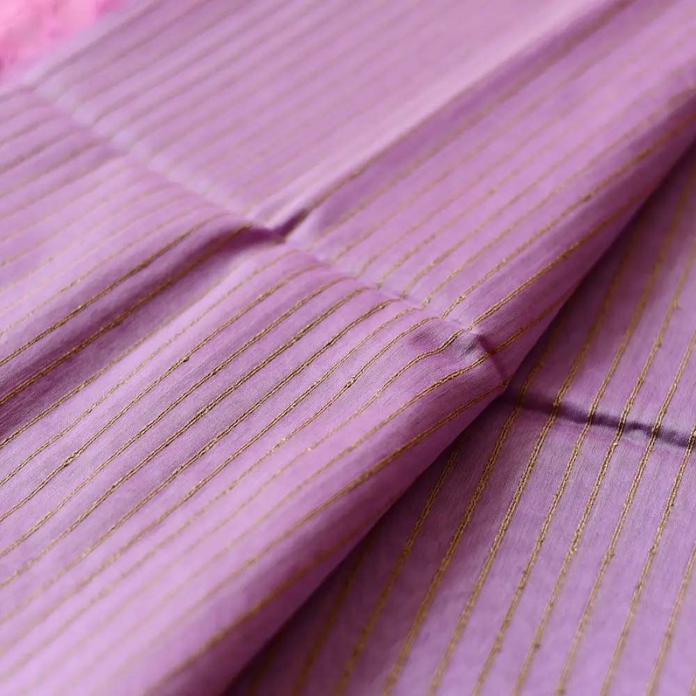 buy Handloom Maheshwari Silk Saree With Zari Stripe - Pink & Purple