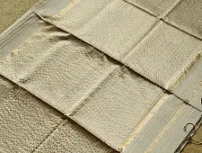 Pavitra . Handloom Maheshwari Silk Saree | Kosa Stripe + Zari | Ivory-beige
