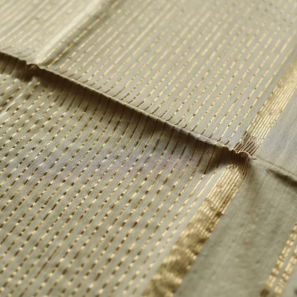 buy Handloom Maheshwari Silk ~ Stripe Zari Saree