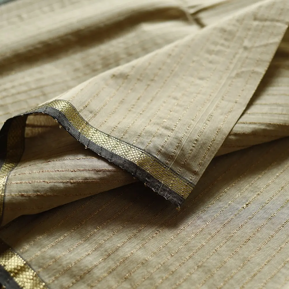buy Handloom Maheshwari Silk ~ Stripe Zari Saree