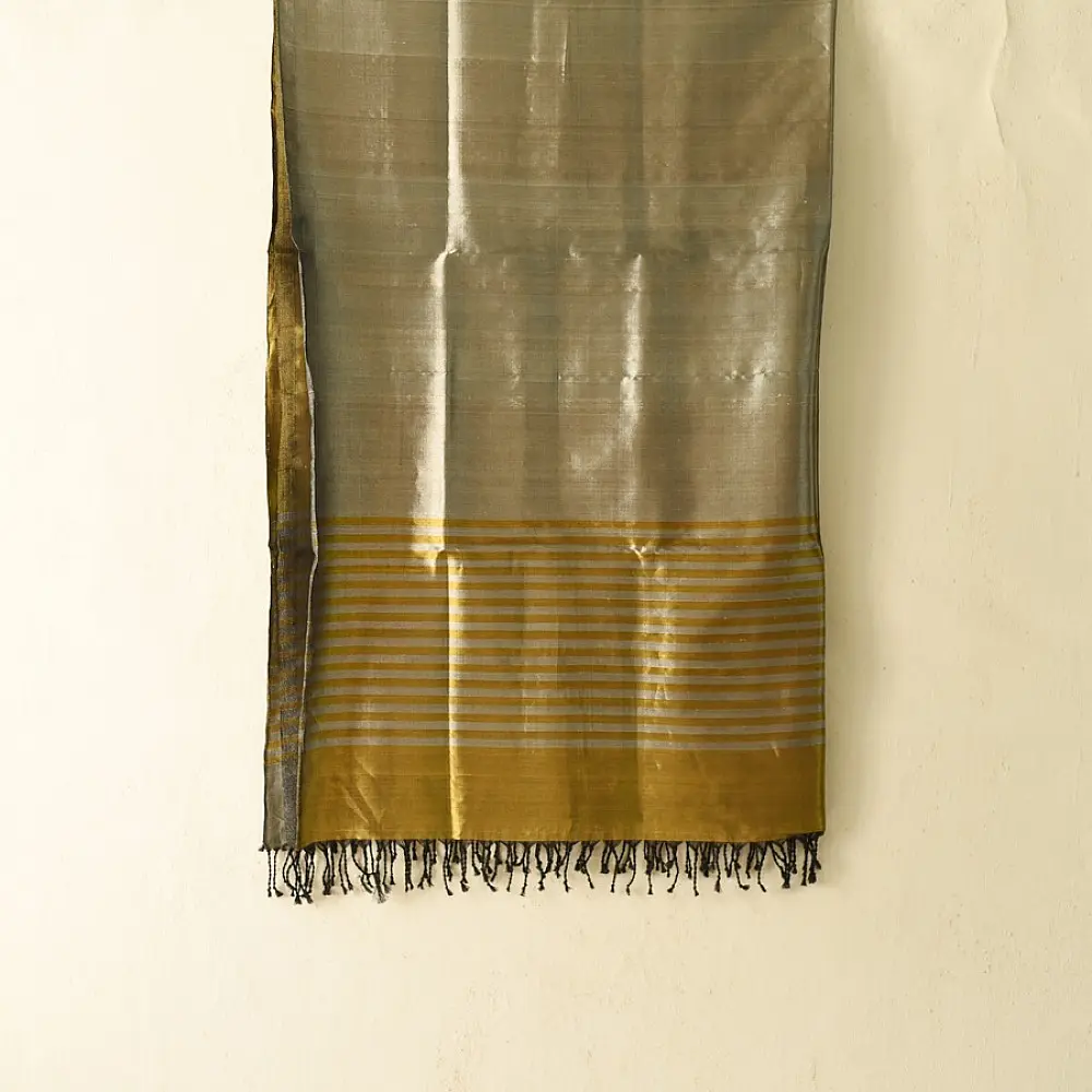 shop Maheshwari Handloom Dress Material (Top & Dupatta) - Golden & Silver