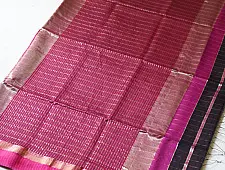 Pavitra . पवित्रा | Handloom Maheshwari Silk Saree |Black, Pink with Zari