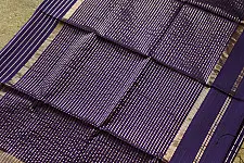 Pavitra . Handloom Maheshwari Silk Saree | Kosa Stripe + Zari | Jamuni