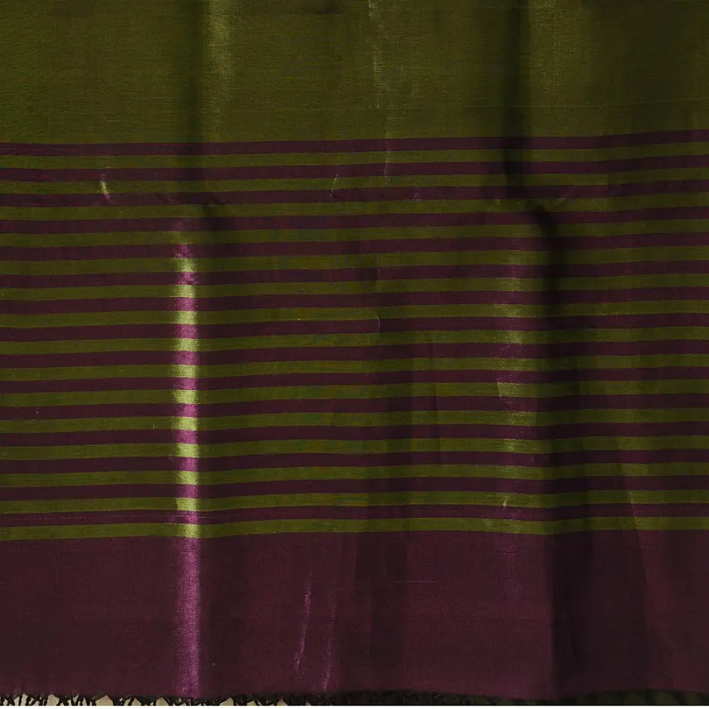 Maheshwari Zari Stripes Dress Material | Purple & Green