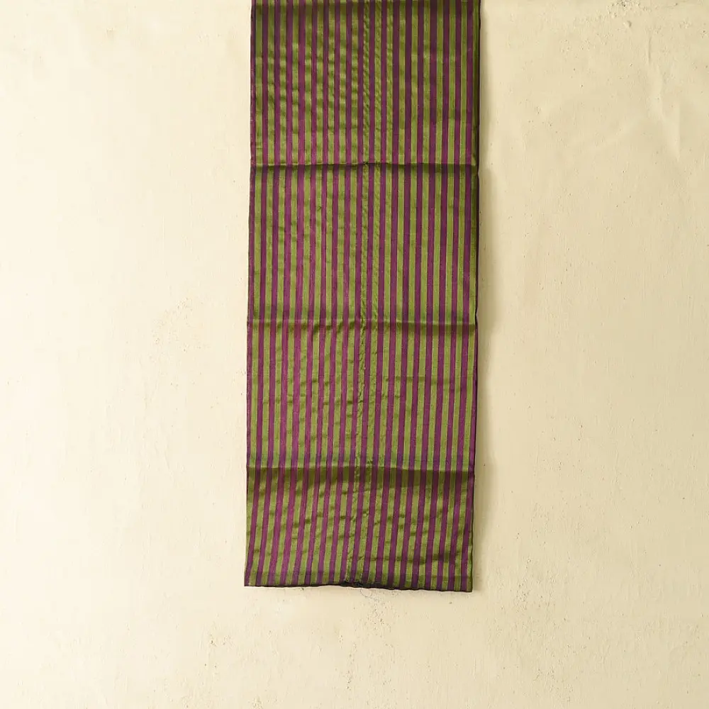 Maheshwari Zari Stripes Dress Material | Purple & Green