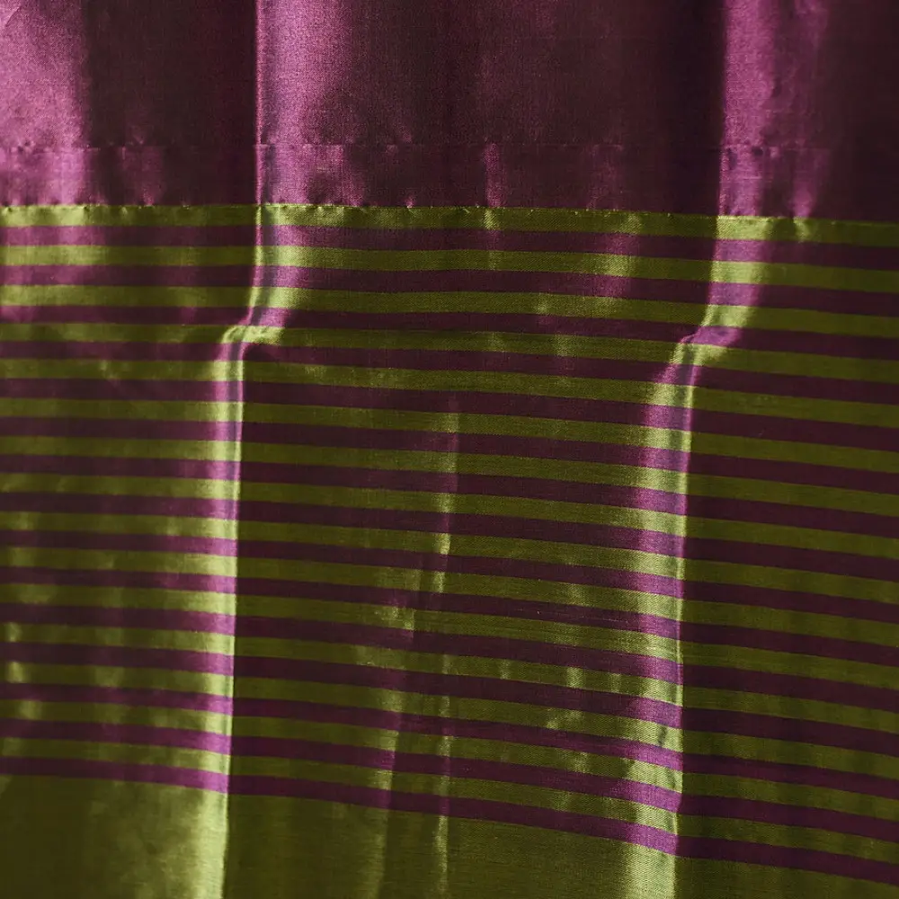 Maheshwari Zari Stripes Dress Material | Purple & Green