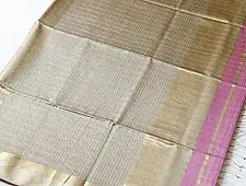 Pavitra . पवित्रा | Handloom Maheshwari Silk Saree ~ Checks Mauve Pink