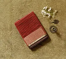 Pavitra . Handloom Maheshwari Silk Saree | Kosa Stripe + Zari | Crimson red